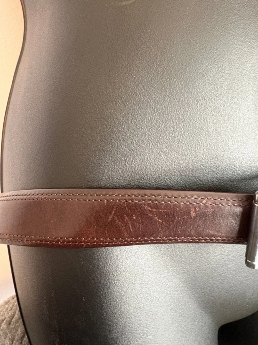 Coach Brown Leather Belt with Silver Metal Buckle